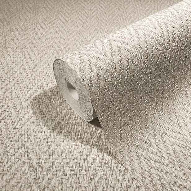 Tapeta Z Jedle Tmavě Béžová S Tlustou, Omyvatelnou Pleteninou, Loftový Styl, 10 M X 106 CM