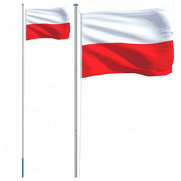 vidaXL Vlajka Polska a stožár 6,08 m hliník
