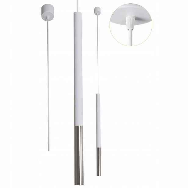 Kovová závěsná lampa Tuba bílo stříbrná 1xG9 10W Led