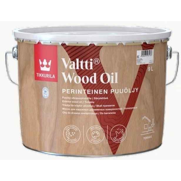 Olej na dřevo terasy fasády plotyTikkurila Valtti Wood Oil 9L Bezbarvý