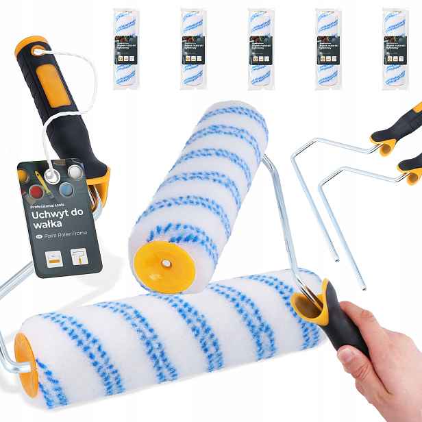 5x Malířský váleček 25 cm Epoxidové Barvy Lakovacích lepidel 2x Držák
