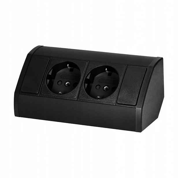 Nábytková zásuvka 2x2P+Z (Schuko), černá