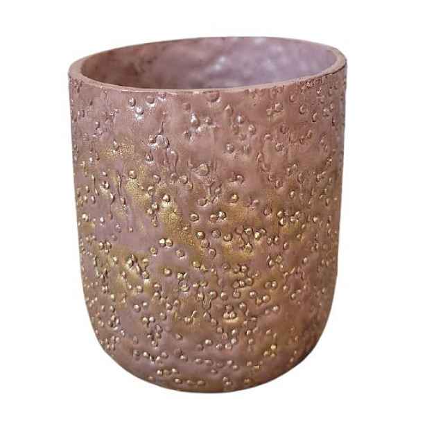 Růžovo-zlatý skleněný svícen Tobri – Ø 8*9 cm Light & Living