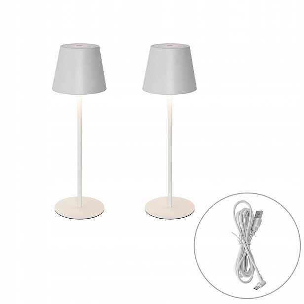 VARICARTSada 2 bílých stolních lamp se stmívačem a funkcí nabíjení