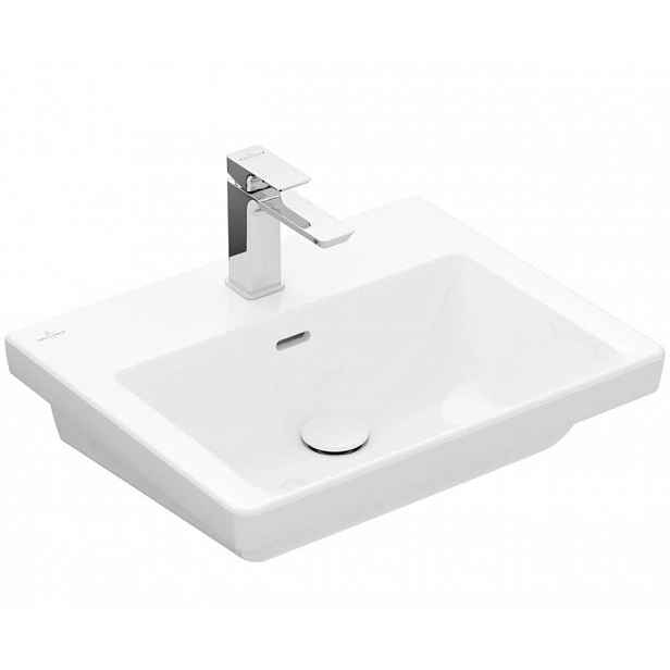 Villeroy & Boch Subway 3.0 - Umyvadlo nábytkové 55x44 cm, s přepadem, otvor pro baterii, CeramicPlus, Stone White 4A70F4RW