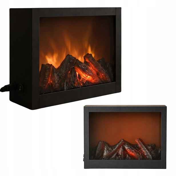 Dekorativní Elektrický Led Krb 10x29x23 CM Černý Ozdobný Kovový