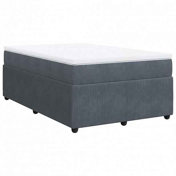 vidaXL Box spring postel s matrací tmavě šedá 120 x 200 cm samet