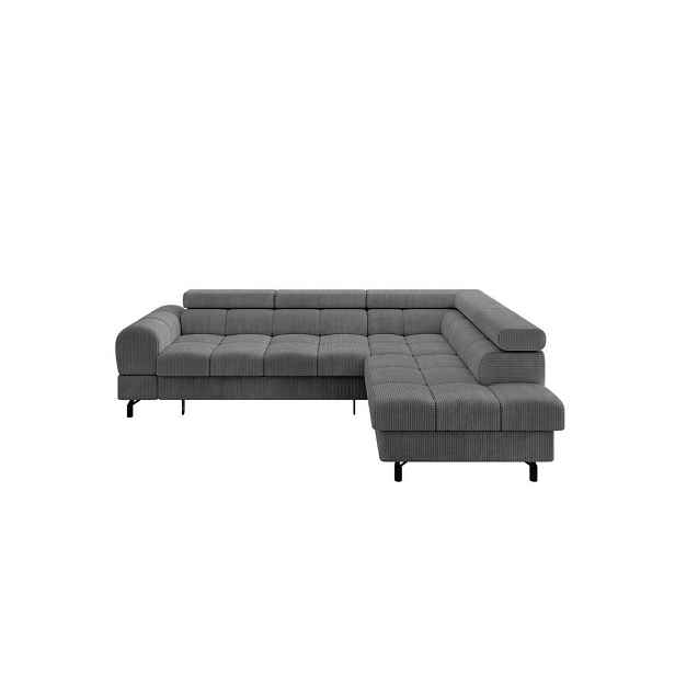 ALTDECOR ROHOVÁ SEDAČKA s funkcí spaní otomana vpravo LUMA-L 272x203x70 tmavě šedá manšestr