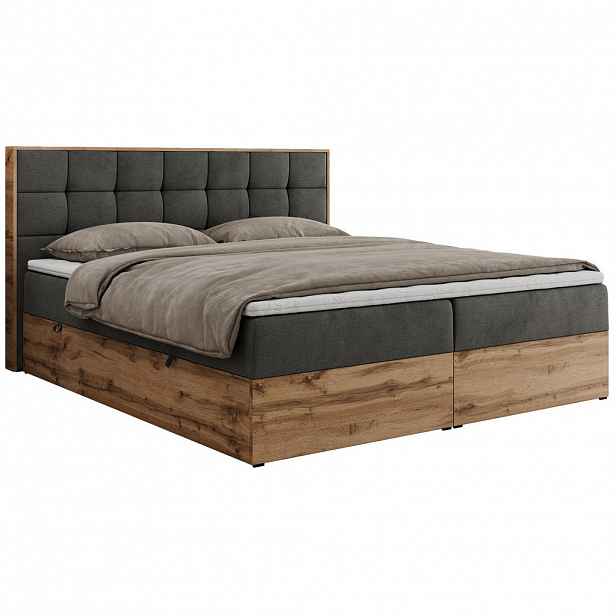 MKS KONTINENTÁLNÍ POSTEL ALBERO 1 180/200 - Šedá Samet - H3