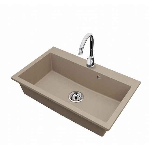 Kuchyňský granitový dřez Jednokomorový Elite 80 Baterie Sifon Chrom