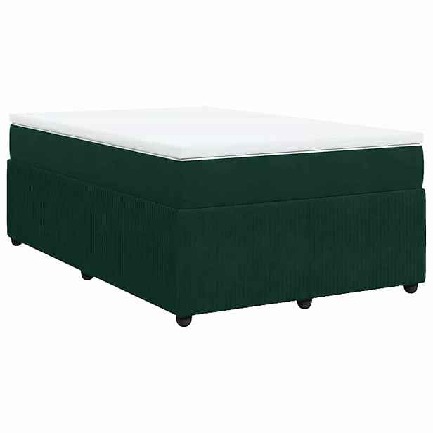 vidaXL Box spring postel s matrací tmavě zelená 120 x 200 cm samet