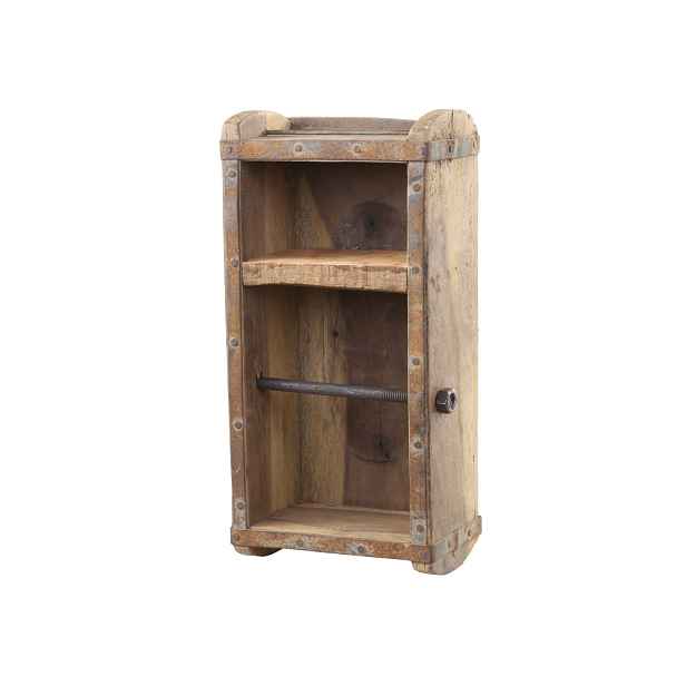 Dřevěný antik nástěnný držák na toaletní papír Grimaud Brick - 15*10*30 cm Chic Antique