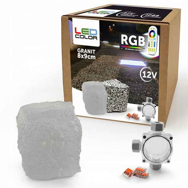 Osvětlení příjezdové cesty Svítící dlažební kostka LEDColor Granit 8x9x6 Rgb