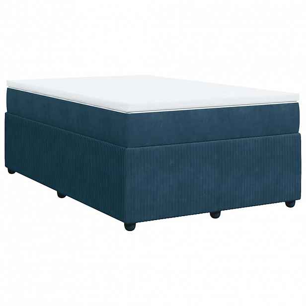 vidaXL Box spring postel s matrací tmavě modrá 120 x 200 cm samet