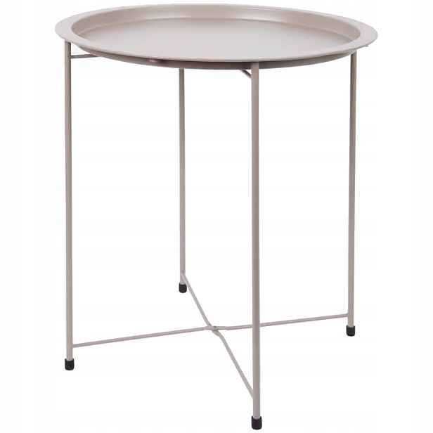Kávový Stolek Kulatý Skládací Kovový Loft 46 CM Odnímatelná Deska Hnědá