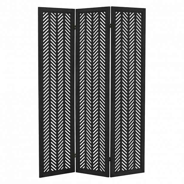 ML-DESIGN PARAVÁN, 3dílný, Kobe, 170 × 121 cm, černý, ze dřeva