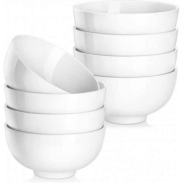 Sada 8 ks Porcelánových Misek Malacasa 420 ml Bílé do snídaňových polévek