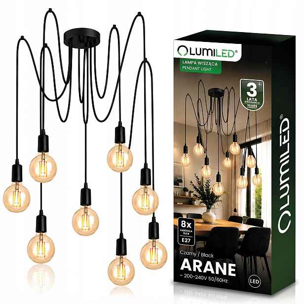stropní svítidlo Led Závěsný Lustr Stropní Svítidlo Loft Led Pavouk 8x E27 Loft