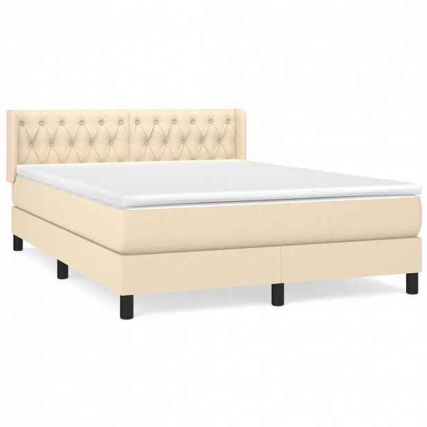 vidaXL Box spring postel s matrací krémová 140x190 cm textil