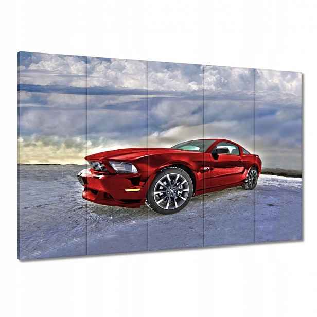 Obrazy 100x70 Červený Mustang Sníh