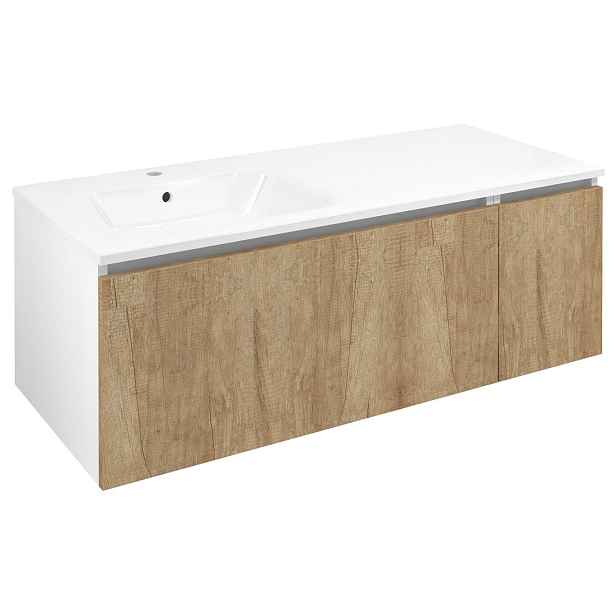 Sapho LOREA skříňka 120x46x51,5cm (90+30cm), levá, dub alabama/bílá mat