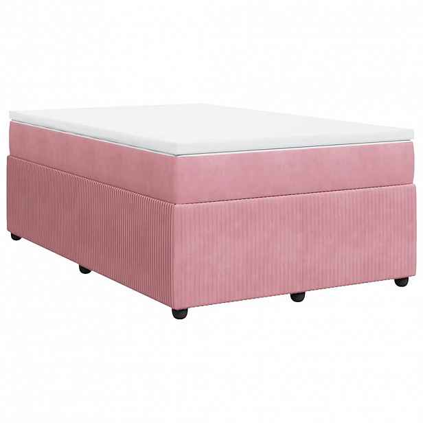 vidaXL Box spring postel s matrací růžová 120 x 200 cm samet