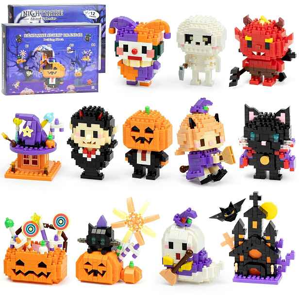 Adventní Kalendář 2026 Halloween Kostky Mini 12 Figurek Dýně Duch Kočka