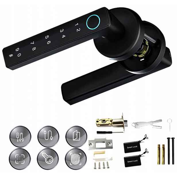 Chytrý Elektronický Zámek S Klikou Na Dveře Otisk Prstu Bluetooth Nfc