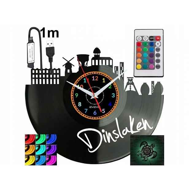 Dinslaken Nástěnné podsvícené Led hodiny Rgb na dálkové ovládání Vinylová deska Nowoc