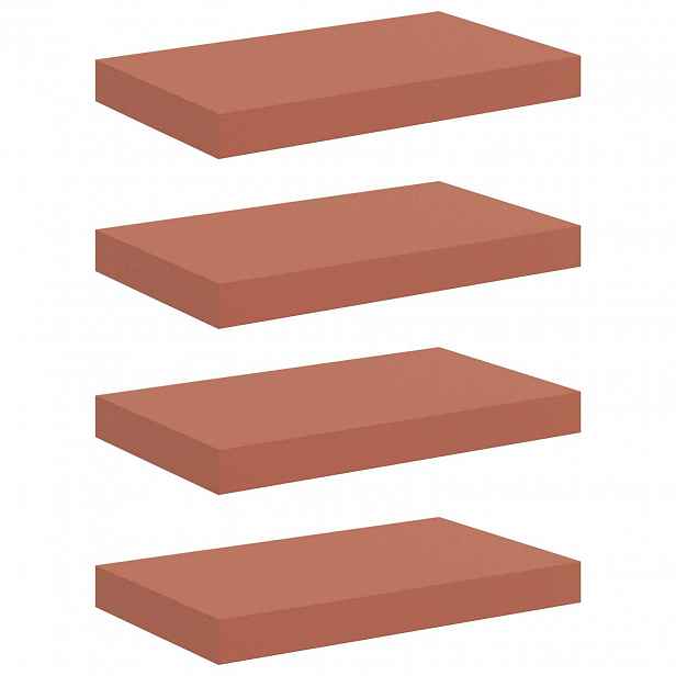 vidaXL Nástěnná polička 4 ks Červená 40 x 23,5 x 3,8 cm