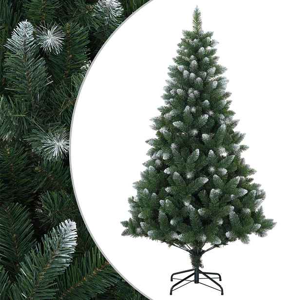 vidaXL Umělý vánoční stromeček 210 cm PVC a kov Zelená