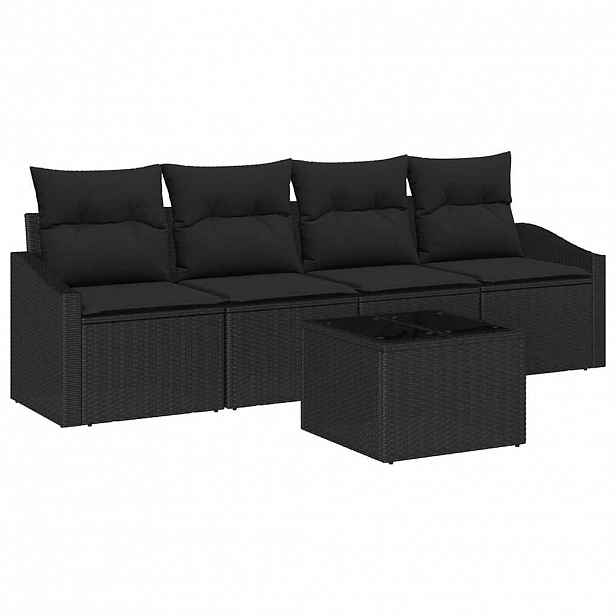 vidaXL Set pohovek 5 ks Černá polyratan