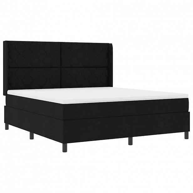 vidaXL LED box pružinová postel s čelo Černá 180 x 200 cm textil