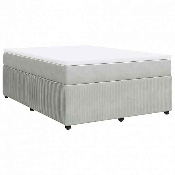 vidaXL Box spring postel s matrací světle šedá 140x190 cm samet