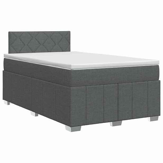 vidaXL Postel boxspring s matrací Tmavě šedá 120 x 200 cm Textil