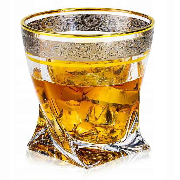 Exkluzivní sklenice na whisky zdobená Zlato Platina 340 ml 1 Ks.