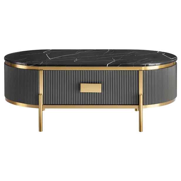 LivinHill Konferenční stolek Stilig ST380A 124 cm zlatý/černý mramor