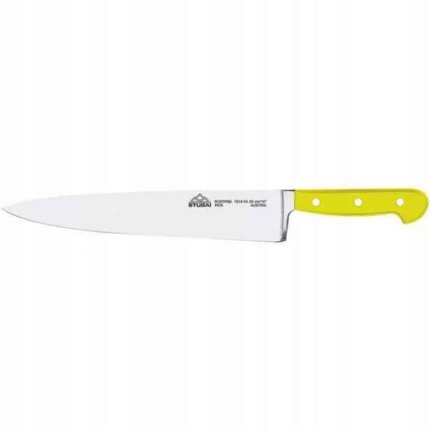 Nůž kuchyňský žlutý čepel 26 cm široký kovaný Stubai