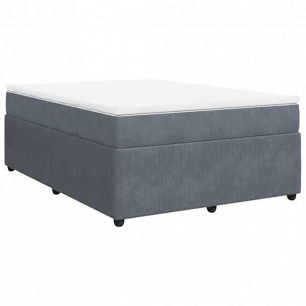 vidaXL Box spring postel s matrací tmavě šedý 140 x 190 cm samet