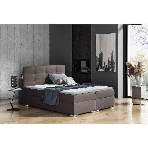 Boxspringová postel STELA - 120x200, hnědá + topper ZDARMA