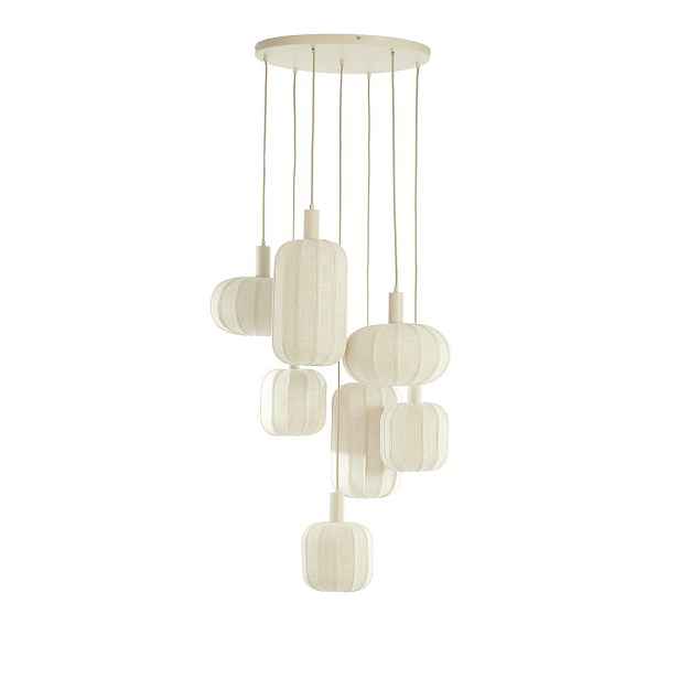 Krémové závěsné svítidlo s textilním stínidlem ø 50 cm Tufia – Light & Living