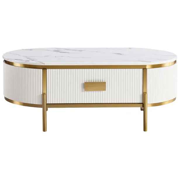 LivinHill Konferenční stolek Stilig ST380C 124 cm zlatý/bílý mramor