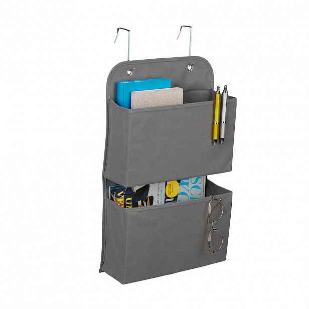 Relaxdays ORGANIZÉR šedý závěsný 2 přihrádky skládací 50x31x10 cm