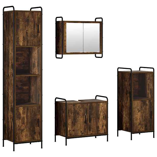 vidaXL Sada koupelnových skříněk 4 ks Kouřový dub 40 x 36 x 181 cm