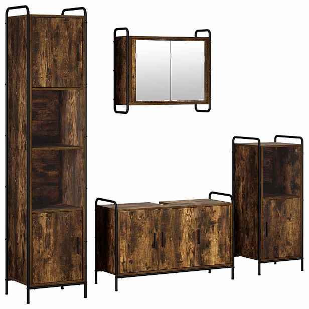 vidaXL Sada koupelnových skříněk 4 ks Kouřový dub 40 x 36 x 181 cm