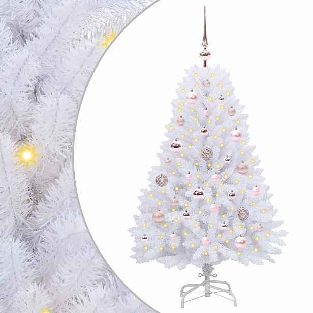 vidaXL Umělý Skládací Vánoční Strom Bílá 120 cm PVC a ocel