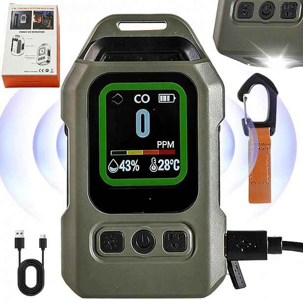 2000 mAh Detektor oxidu uhelnatého se zvukovým alarmem a svítilnou pro karavan