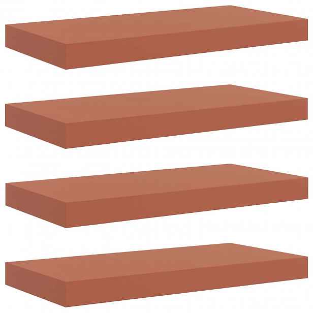 vidaXL Nástěnná polička 4 ks Červená 50 x 23,5 x 3,8 cm