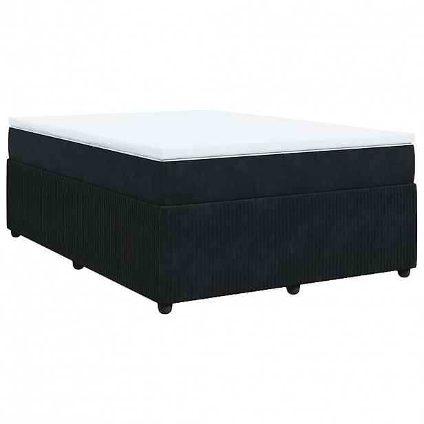 vidaXL Box spring postel s matrací černá 140 x 190 cm samet