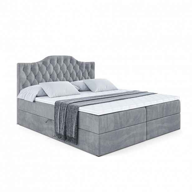 ALTDECOR AMERICKÁ postel s matrací H3 a roštem – VILA-1 – 200 x 200 cm, šedá
